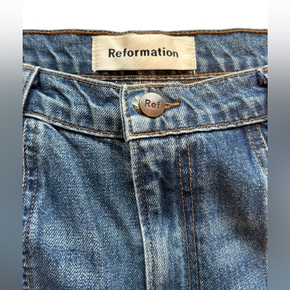 Reformation 70's High Rise Stud Jeans in Medium Wash - Picture 6 of 10